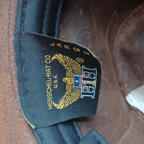 Henschel Hat Co Leather fedora hat, sz L, Indiana Jones Style - Picture 8 of 8